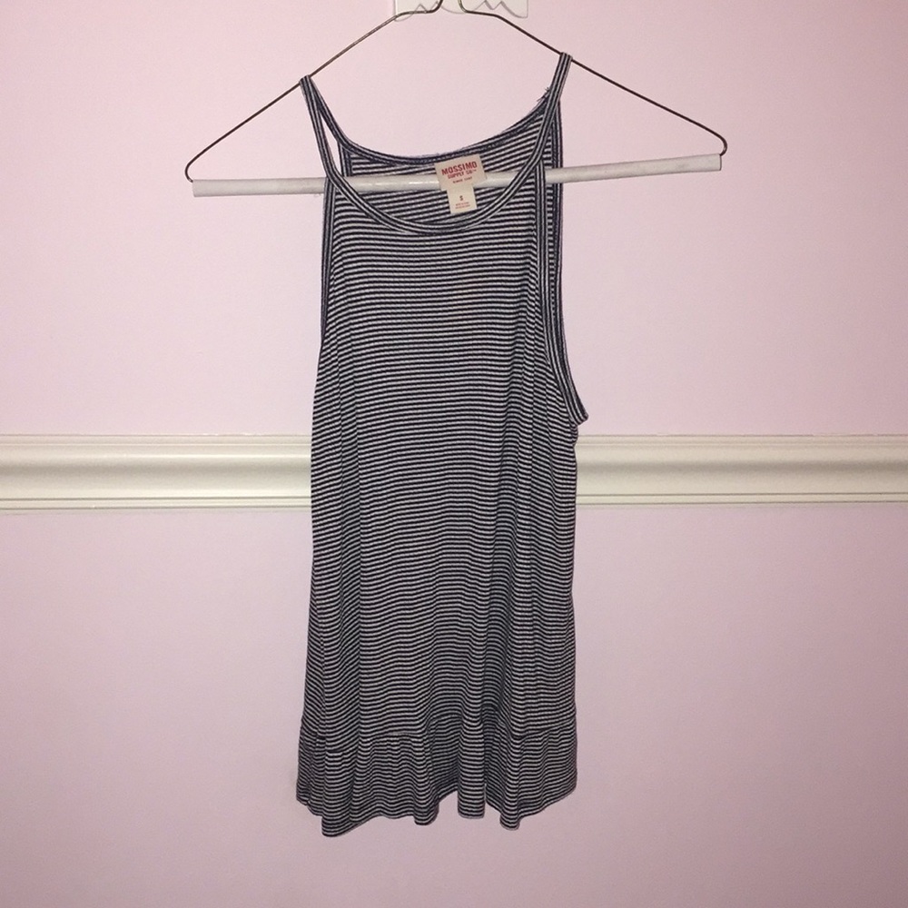 High neck frilly striped tank!